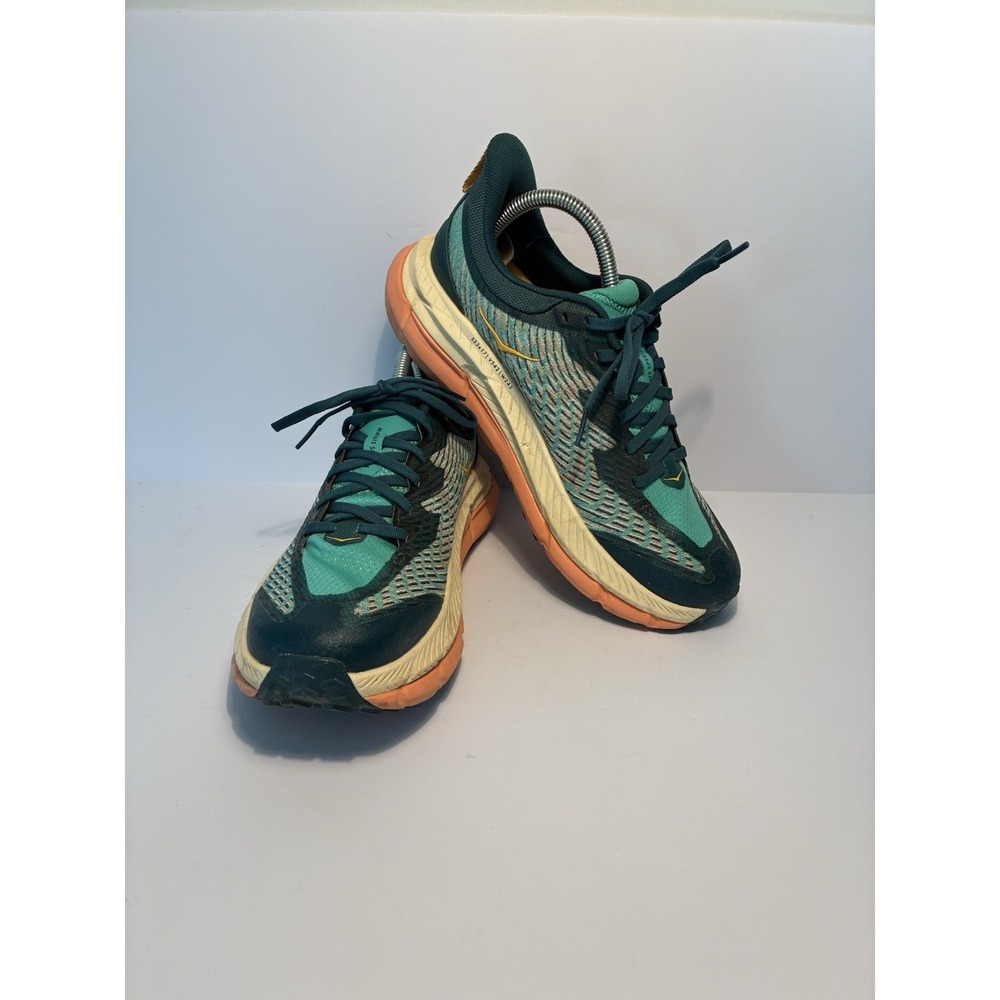 Hoka Mafate Speed 4 Trail Running Shoes‎ Vibram MegaGrip Teal Orange W 8.5